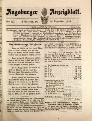 Augsburger Anzeigeblatt Samstag 26. Dezember 1846