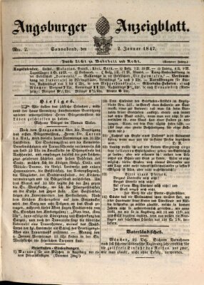 Augsburger Anzeigeblatt Samstag 2. Januar 1847