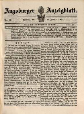 Augsburger Anzeigeblatt Montag 11. Januar 1847