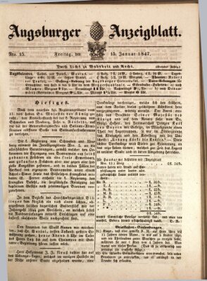 Augsburger Anzeigeblatt Freitag 15. Januar 1847