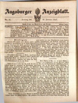 Augsburger Anzeigeblatt Freitag 22. Januar 1847