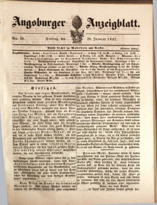 Augsburger Anzeigeblatt Freitag 29. Januar 1847