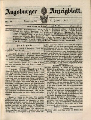 Augsburger Anzeigeblatt Sonntag 31. Januar 1847