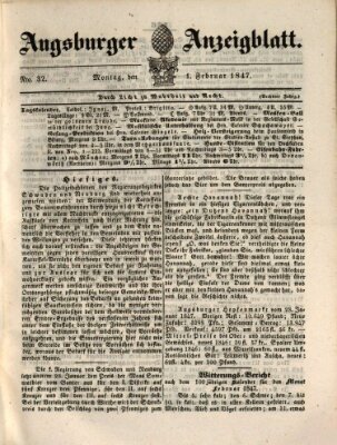 Augsburger Anzeigeblatt Montag 1. Februar 1847