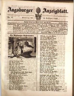 Augsburger Anzeigeblatt Sonntag 14. Februar 1847