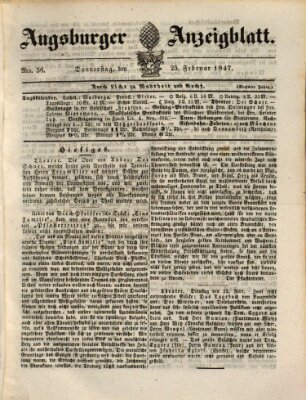 Augsburger Anzeigeblatt Donnerstag 25. Februar 1847