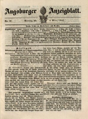 Augsburger Anzeigeblatt Montag 8. März 1847