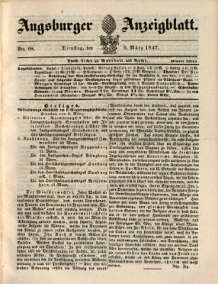 Augsburger Anzeigeblatt Dienstag 9. März 1847