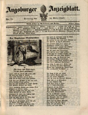 Augsburger Anzeigeblatt Sonntag 14. März 1847