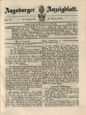 Augsburger Anzeigeblatt Dienstag 16. März 1847