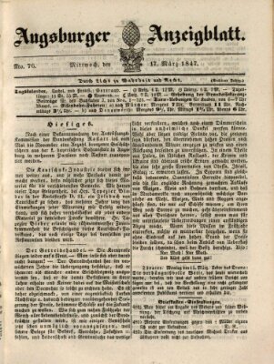 Augsburger Anzeigeblatt Mittwoch 17. März 1847