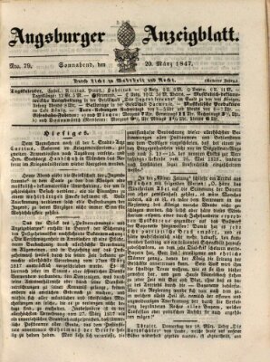 Augsburger Anzeigeblatt Samstag 20. März 1847