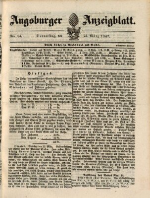 Augsburger Anzeigeblatt Donnerstag 25. März 1847