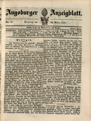 Augsburger Anzeigeblatt Sonntag 28. März 1847