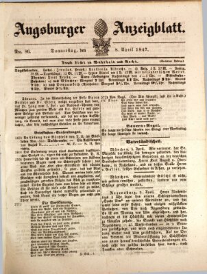 Augsburger Anzeigeblatt Donnerstag 8. April 1847