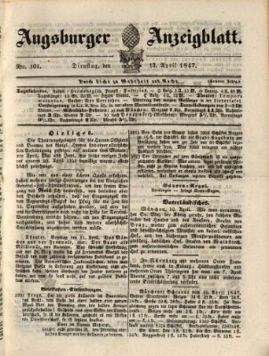 Augsburger Anzeigeblatt Dienstag 13. April 1847