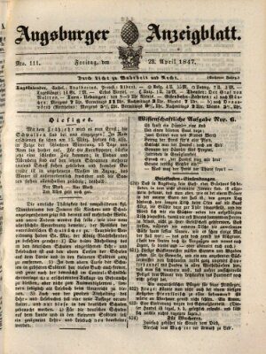 Augsburger Anzeigeblatt Freitag 23. April 1847