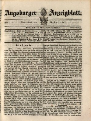 Augsburger Anzeigeblatt Samstag 24. April 1847