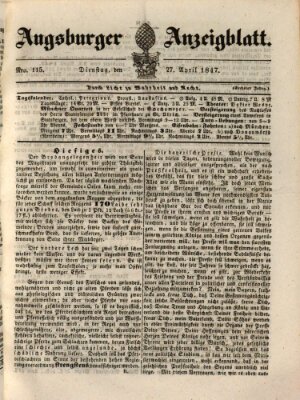 Augsburger Anzeigeblatt Dienstag 27. April 1847