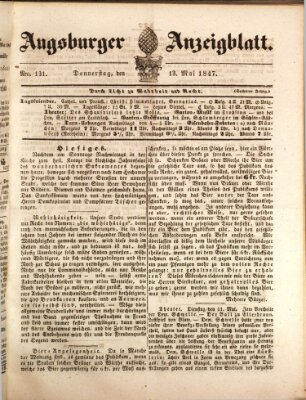 Augsburger Anzeigeblatt Donnerstag 13. Mai 1847