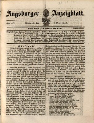 Augsburger Anzeigeblatt Mittwoch 19. Mai 1847