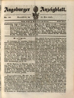 Augsburger Anzeigeblatt Samstag 22. Mai 1847