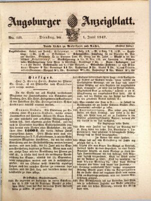 Augsburger Anzeigeblatt Dienstag 1. Juni 1847