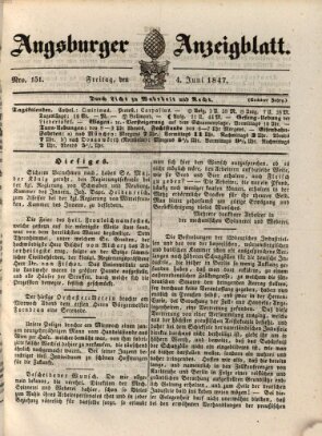 Augsburger Anzeigeblatt Freitag 4. Juni 1847