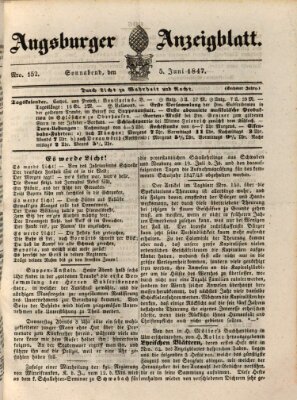 Augsburger Anzeigeblatt Samstag 5. Juni 1847