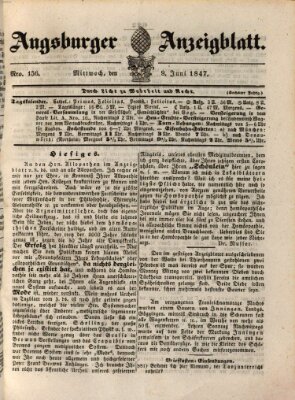 Augsburger Anzeigeblatt Mittwoch 9. Juni 1847