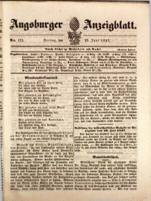 Augsburger Anzeigeblatt Freitag 25. Juni 1847