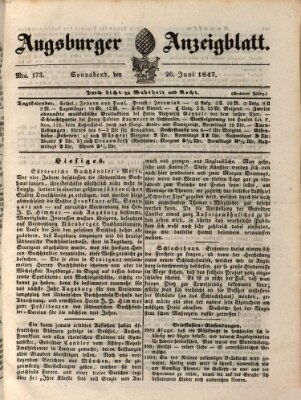 Augsburger Anzeigeblatt Samstag 26. Juni 1847