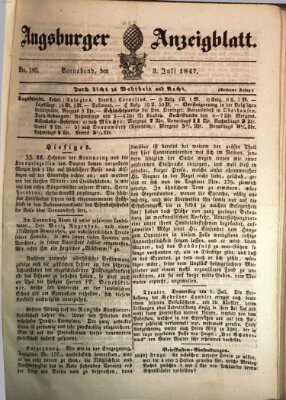 Augsburger Anzeigeblatt Samstag 3. Juli 1847