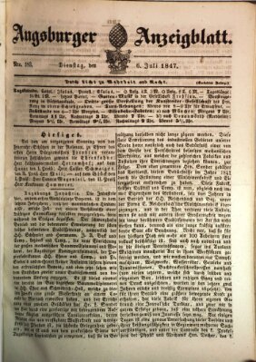 Augsburger Anzeigeblatt Dienstag 6. Juli 1847