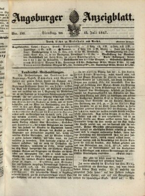 Augsburger Anzeigeblatt Dienstag 13. Juli 1847