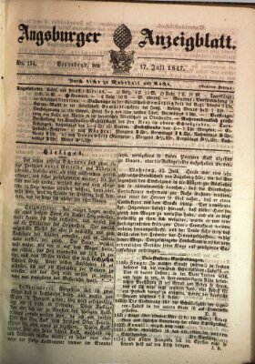 Augsburger Anzeigeblatt Samstag 17. Juli 1847