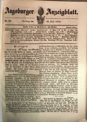 Augsburger Anzeigeblatt Freitag 23. Juli 1847