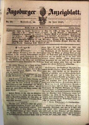 Augsburger Anzeigeblatt Samstag 24. Juli 1847