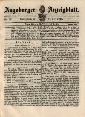 Augsburger Anzeigeblatt Samstag 31. Juli 1847