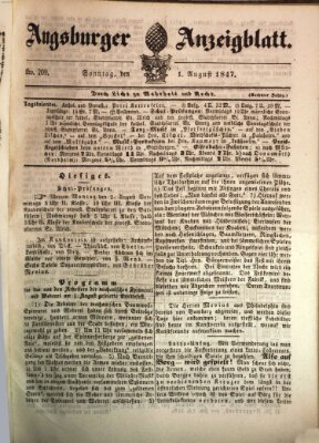 Augsburger Anzeigeblatt Sonntag 1. August 1847