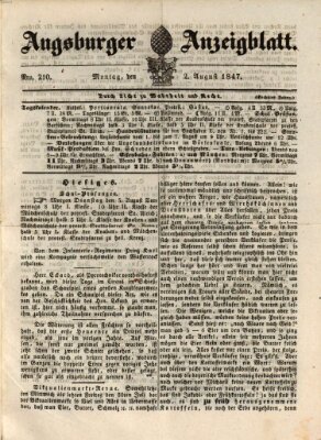 Augsburger Anzeigeblatt Montag 2. August 1847