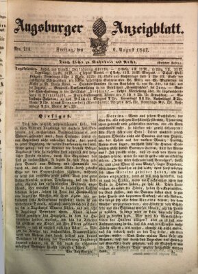 Augsburger Anzeigeblatt Freitag 6. August 1847