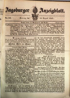 Augsburger Anzeigeblatt Montag 16. August 1847