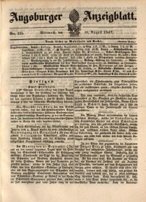 Augsburger Anzeigeblatt Mittwoch 18. August 1847