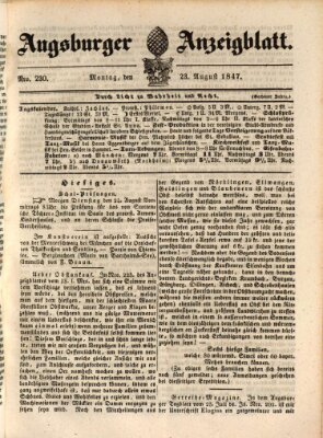 Augsburger Anzeigeblatt Montag 23. August 1847