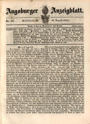 Augsburger Anzeigeblatt Samstag 28. August 1847