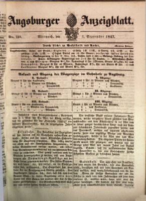 Augsburger Anzeigeblatt Mittwoch 1. September 1847