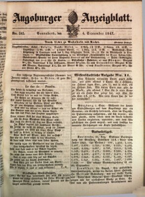 Augsburger Anzeigeblatt Samstag 4. September 1847