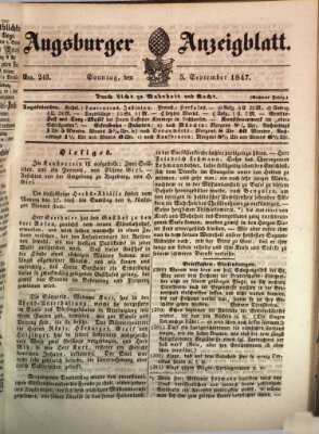 Augsburger Anzeigeblatt Sonntag 5. September 1847