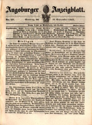 Augsburger Anzeigeblatt Sonntag 19. September 1847